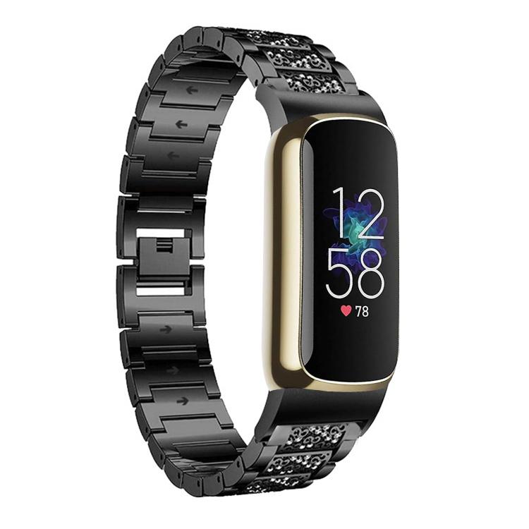 For Fitbit Luxe / Special Edition 12mm xDfind Diamond Jewelry Stainless Steel Watch Band(Black) by xDfind