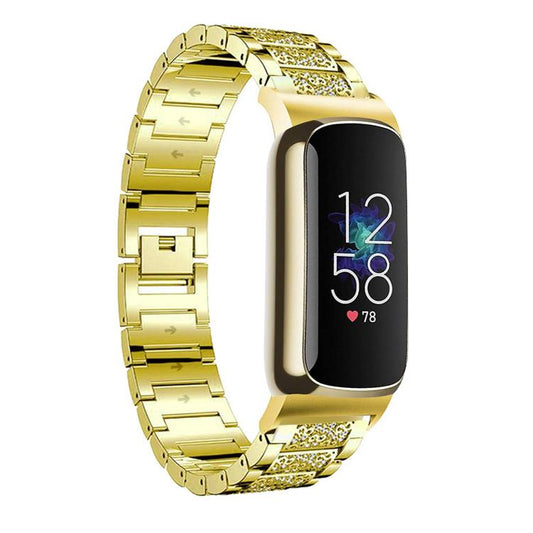 For Fitbit Luxe / Special Edition 12mm xDfind Diamond Jewelry Stainless Steel Watch Band(Gold) by xDfind