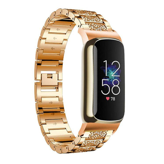 For Fitbit Luxe / Special Edition 12mm xDfind Diamond Jewelry Stainless Steel Watch Band(Rose Gold) by xDfind