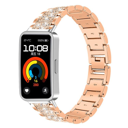For Huawei Band 10 / 9 / 8 14mm xDfind Diamond Jewelry Stainless Steel Watch Band(Rose Gold) by xDfind