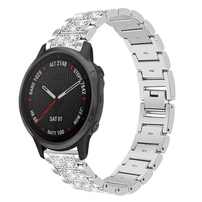 For Garmin Fenix 8/7S/6S/5S 20mm 18mm xDfind Diamond Jewelry Stainless Steel Watch Band(Silver) by xDfind