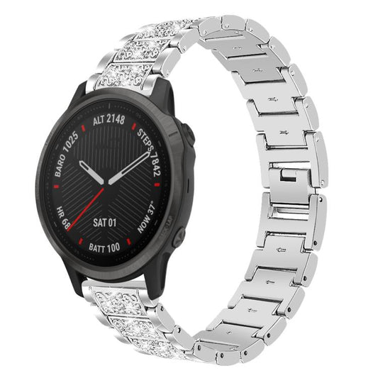 For Garmin Fenix 8/7S/6S/5S 20mm 18mm xDfind Diamond Jewelry Stainless Steel Watch Band(Silver) by xDfind