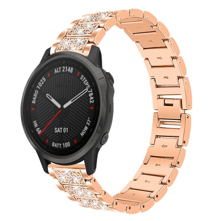For Garmin Fenix 8/7S/6S/5S 20mm 18mm xDfind Diamond Jewelry Stainless Steel Watch Band(Rose Gold) by xDfind