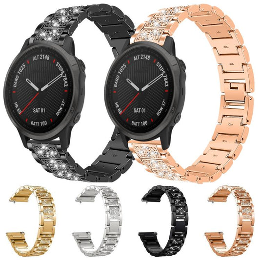 For Garmin Fenix 8/7S/6S/5S 20mm 18mm xDfind Diamond Jewelry Stainless Steel Watch Band(Black) by xDfind