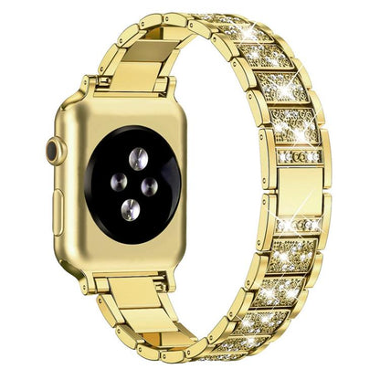For Apple Watch 42 / 44 / 45 / 46 / 49mm xDfind Diamond Jewelry Stainless Steel Watch Band(Gold) by xDfind