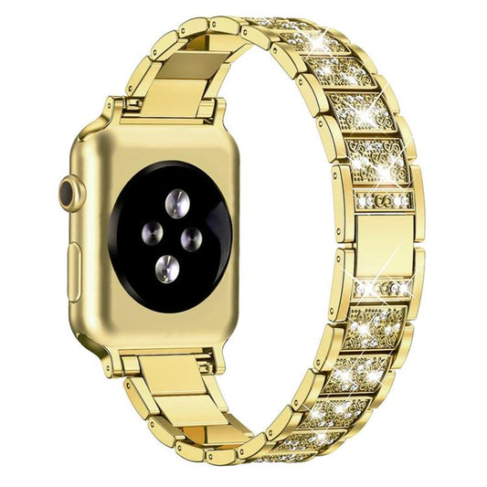 For Apple Watch 42 / 44 / 45 / 46 / 49mm xDfind Diamond Jewelry Stainless Steel Watch Band(Gold) by xDfind
