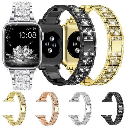 For Apple Watch 42 / 44 / 45 / 46 / 49mm xDfind Diamond Jewelry Stainless Steel Watch Band(Rose Gold) by xDfind