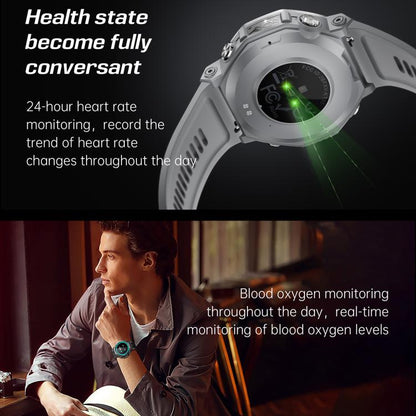 KT85 1.43 inch Screen 5ATM Outdoor Sports Smart Watch with Strong Flashlight(Grey) by bashfashion