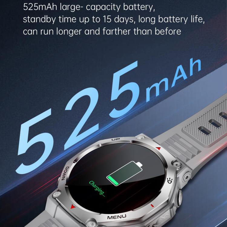 KT85 1.43 inch Screen 5ATM Outdoor Sports Smart Watch with Strong Flashlight(Grey) by bashfashion