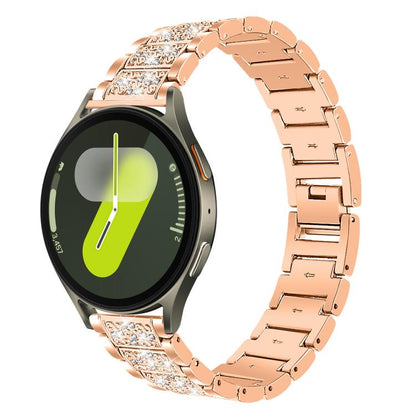 For Samsung Galaxy Watch7 / FE / 6 / 5 / 4 xDfind Diamond Jewelry Stainless Steel Watch Band(Rose Gold) by xDfind