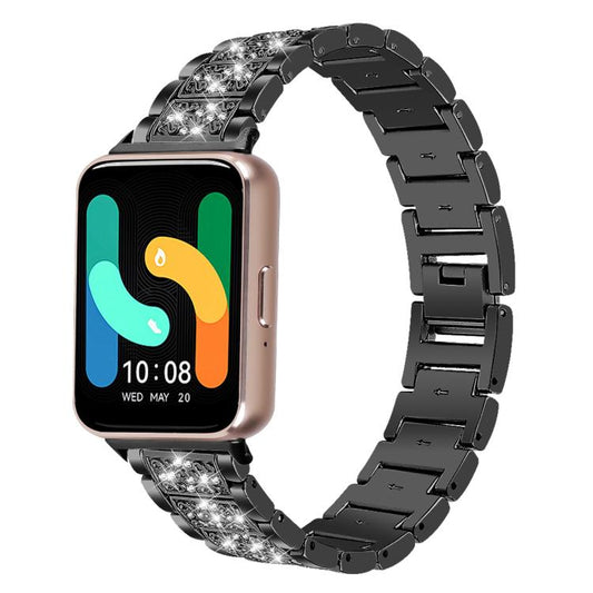 For Samsung Galaxy Fit3 xDfind Diamond Jewelry Stainless Steel Watch Band(Black) by xDfind