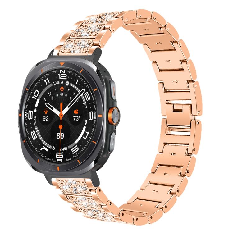 For Samsung Galaxy Watch Ultra / Ultra 2025 xDfind Diamond Jewelry Stainless Steel Watch Band(Rose Gold) by xDfind