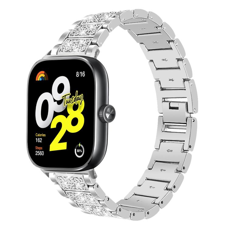 For Xiaomi Smart Band 9 Pro/Redmi Watch 5 20mm xDfind Diamond Jewelry Stainless Steel Watch Band(Silver) by xDfind
