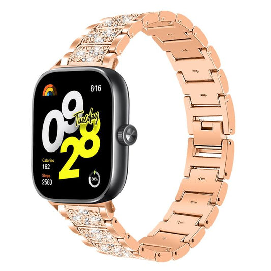For Xiaomi Smart Band 9 Pro/Redmi Watch 5 20mm xDfind Diamond Jewelry Stainless Steel Watch Band(Rose Gold) by xDfind