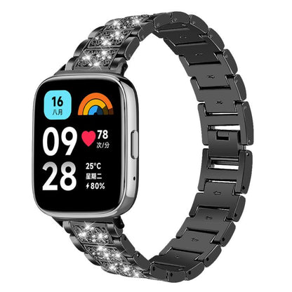 For Redmi Watch 3 Active / Lite 20mm xDfind Diamond Jewelry Stainless Steel Watch Band(Black) by xDfind