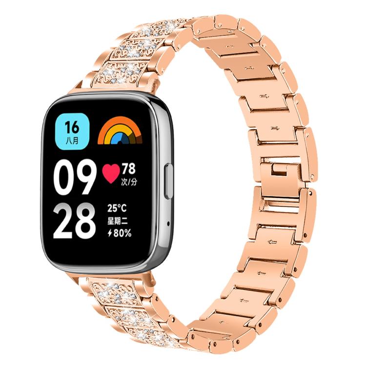 For Redmi Watch 3 Active / Lite 20mm xDfind Diamond Jewelry Stainless Steel Watch Band(Rose Gold) by xDfind