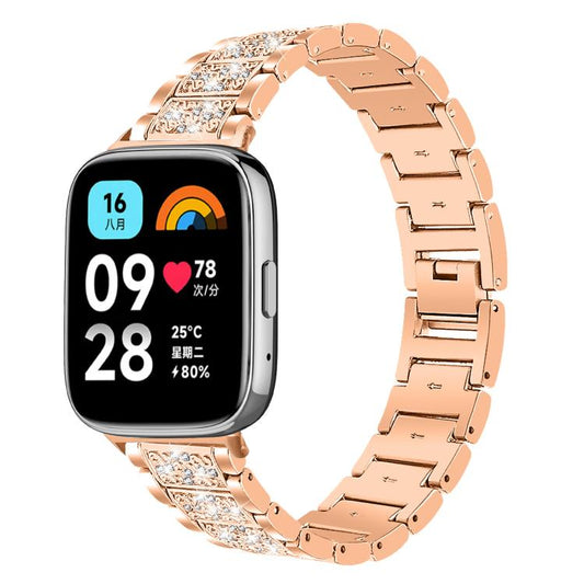 For Redmi Watch 3 Active / Lite 20mm xDfind Diamond Jewelry Stainless Steel Watch Band(Rose Gold) by xDfind