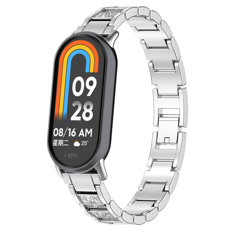 For Xiaomi Smart Band 10 / 9 / 8 / NFC 14mm xDfind Diamond Jewelry Stainless Steel Watch Band(Silver) by xDfind