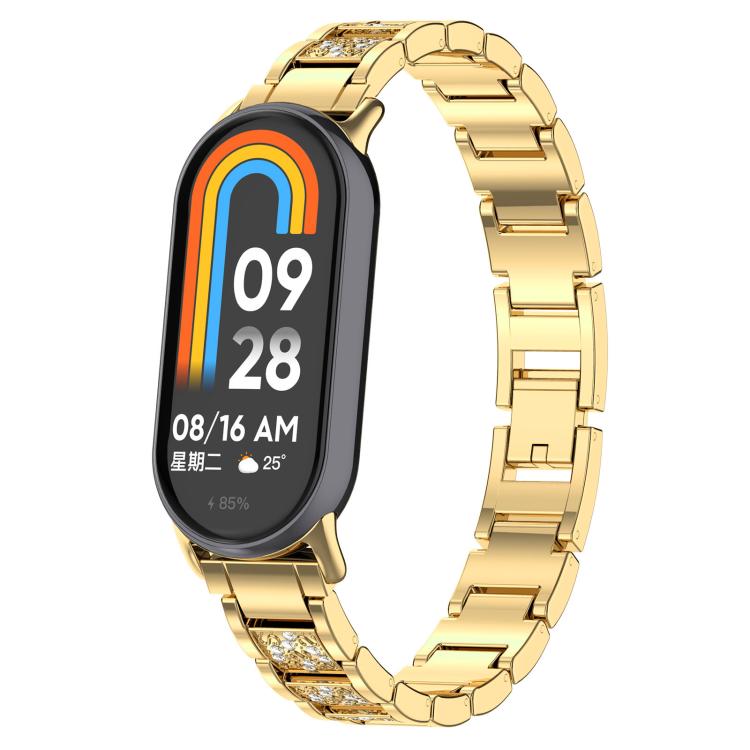 For Xiaomi Smart Band 10 / 9 / 8 / NFC 14mm xDfind Diamond Jewelry Stainless Steel Watch Band(Gold) by xDfind