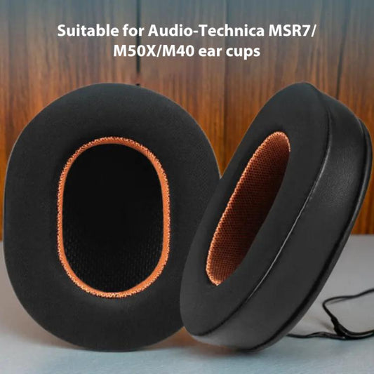 2pcs Ice Silk Cloth Replacement Earpads For Audio Technica ATH-MSR7 / M50X / M40(Black Grey) by bashfashion