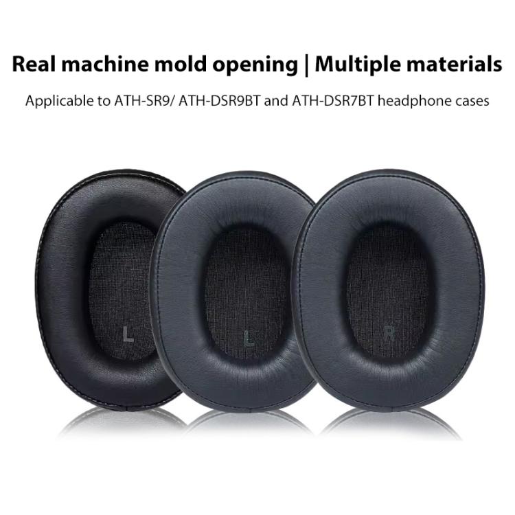 1 Pair Protein Leather Replacement Earpads For Audio Technica ATH-SR9 / DSR9BT / DSR7BT(Black) by bashfashion