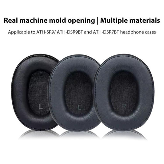 1 Pair Protein Leather Replacement Earpads For Audio Technica ATH-SR9 / DSR9BT / DSR7BT(Black) by bashfashion