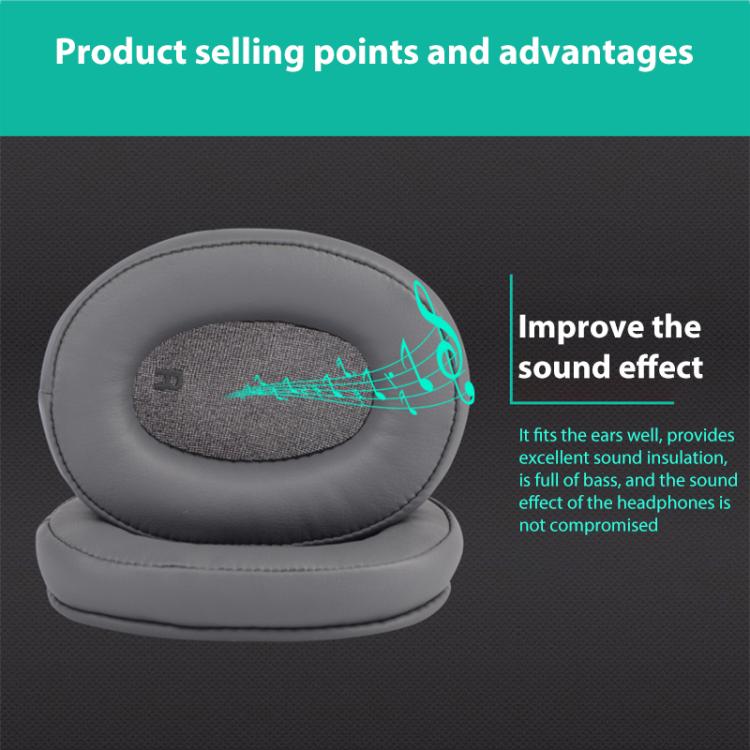 1 Pair Protein Leather Replacement Earpads For Audio Technica ATH-SR9 / DSR9BT / DSR7BT(Black) by bashfashion