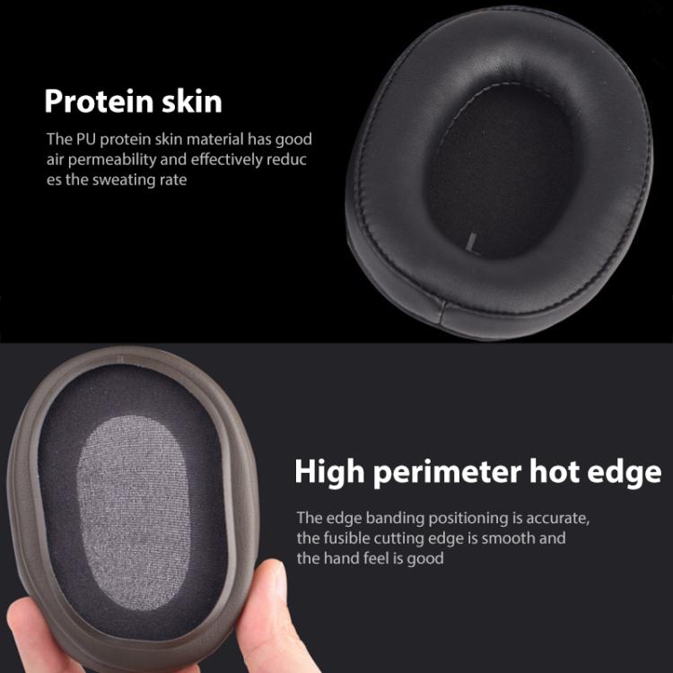 1 Pair Protein Leather Replacement Earpads For Audio Technica ATH-SR9 / DSR9BT / DSR7BT(Black) by bashfashion