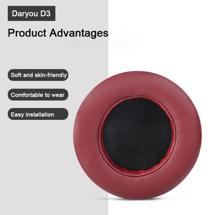 For Dareu EH722 2pcs Protein Leather Slip-on Type Earphone Covers(Dark red) by bashfashion