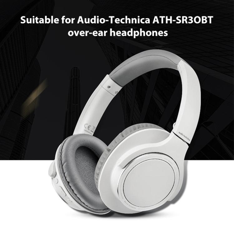 2pcs Sponge Earmuffs Replacement Earpads For Audio-Technica ATH-SR30BT, Style:Grey Protein Leather by bashfashion