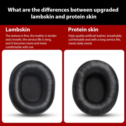 2pcs Sponge Earmuffs Replacement Earpads For Audio Technica ATH-M60X, Model:Black Lambskin by bashfashion
