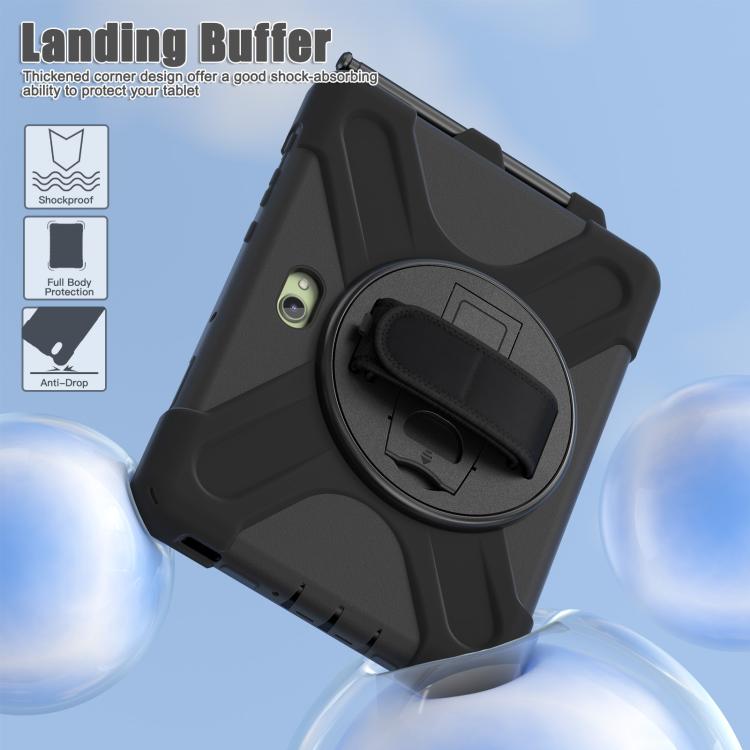 For Samsung Galaxy Tab Active Pro 10.1 inch 2019 / Tab Active4 Pro 2022 / Active 5 Pro 2025 Shockproof Colorful Silicone + PC Protective Case with Holder & Hand Grip Strap(Black) by bashfashion