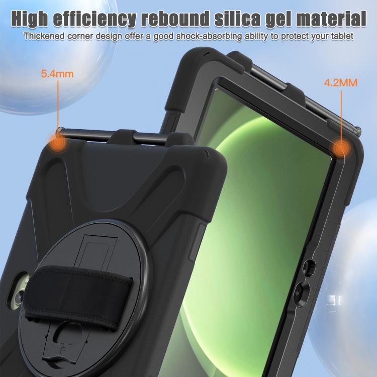 For Samsung Galaxy Tab Active Pro 10.1 inch 2019 / Tab Active4 Pro 2022 / Active 5 Pro 2025 Shockproof Colorful Silicone + PC Protective Case with Holder & Hand Grip Strap(Black) by bashfashion