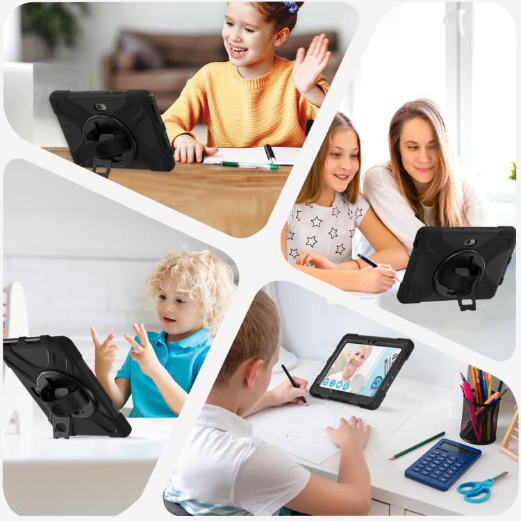 For Samsung Galaxy Tab Active Pro 10.1 inch 2019 / Tab Active4 Pro 2022 / Active 5 Pro 2025 Shockproof Colorful Silicone + PC Protective Case with Holder & Hand Grip Strap(Black) by bashfashion