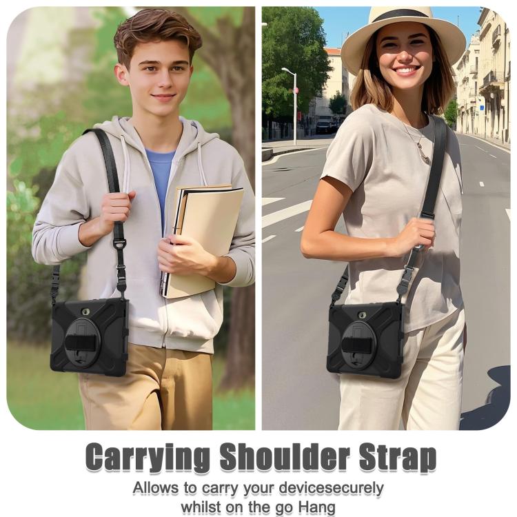 For Samsung Galaxy Tab Active Pro 10.1 inch 2019 / Tab Active4 Pro 2022 / Active 5 Pro 2025 Shockproof Colorful Silicone + PC Protective Case with Holder & Hand Grip Strap(Black) by bashfashion