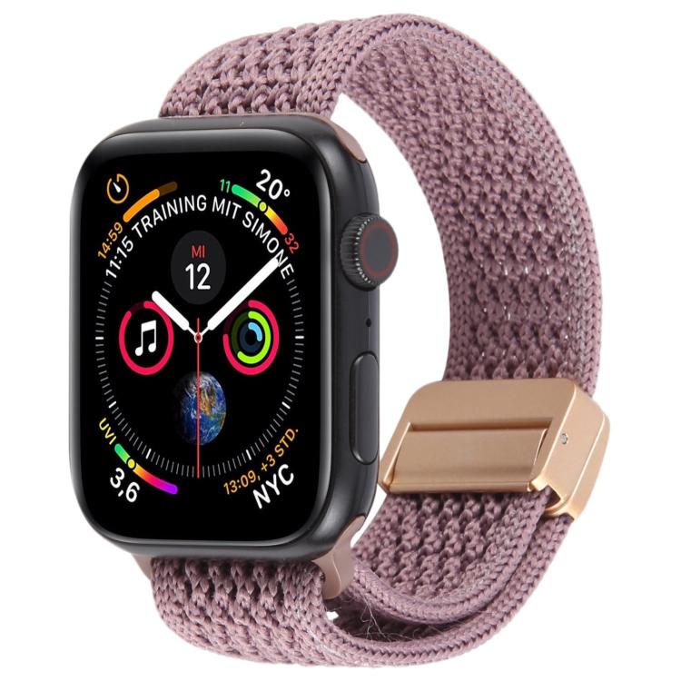 For Apple Watch 46mm / 49mm / 45mm / 44mm Magnetic Buckle Breathable Knitted Nylon Watch Band(Smoky Purple) by bashfashion