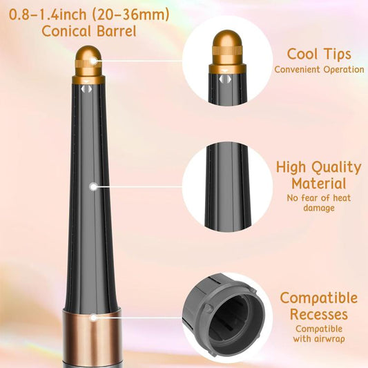 Long Conical Curling Iron Accessories For Dyson Airwrap HS01/ HS05 / HS08(Gold) by bashfashion