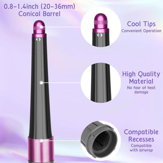 Long Conical Curling Iron Accessories For Dyson Airwrap HS01/ HS05 / HS08(Rose Red) by bashfashion