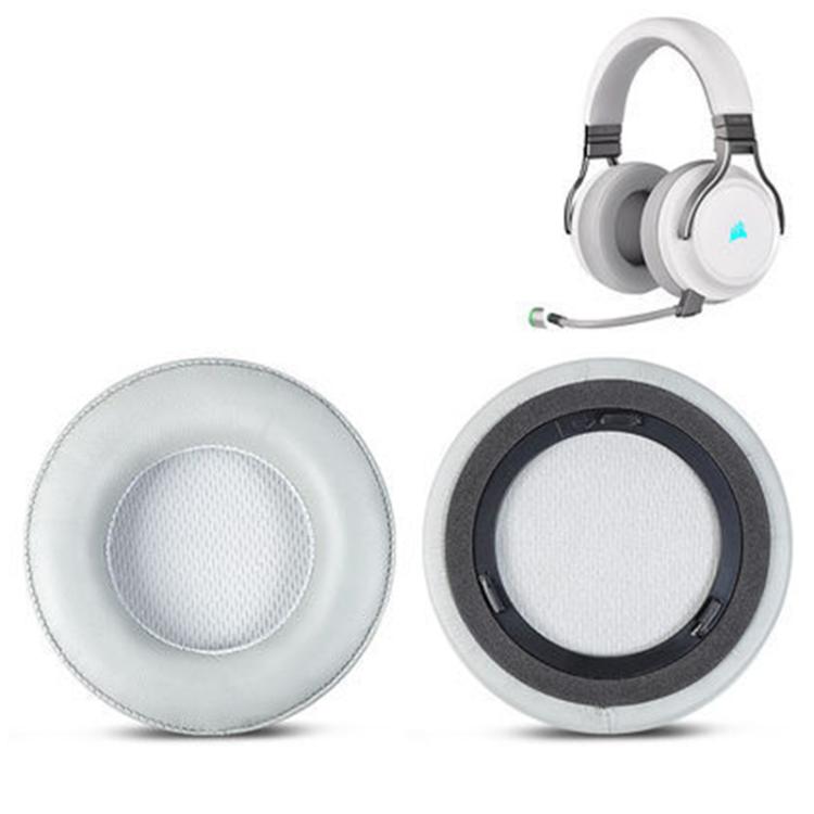 1 Pair Lambskin Replacement Earpads For Corsair Virtuoso RGB WIRELESS XT(White) by bashfashion