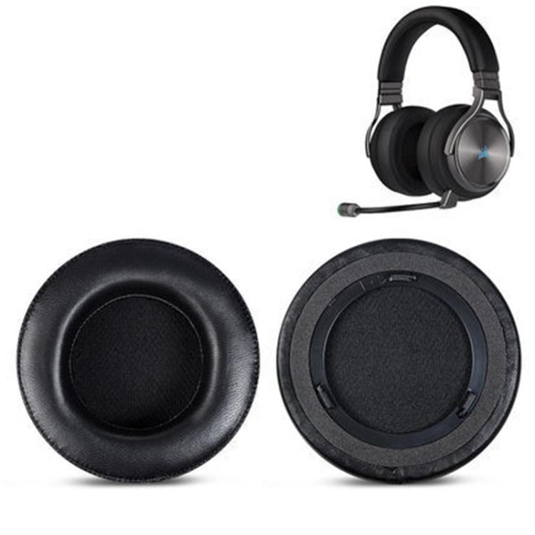 1 Pair Lambskin Replacement Earpads For Corsair Virtuoso RGB WIRELESS XT(Black) by bashfashion