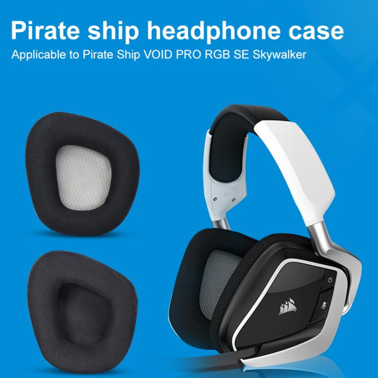 1 Pair Protein Leather and Ice Silk Cloth Cotton Replacement Earpads For Corsair VOID PRO RGB SE(Black) by bashfashion