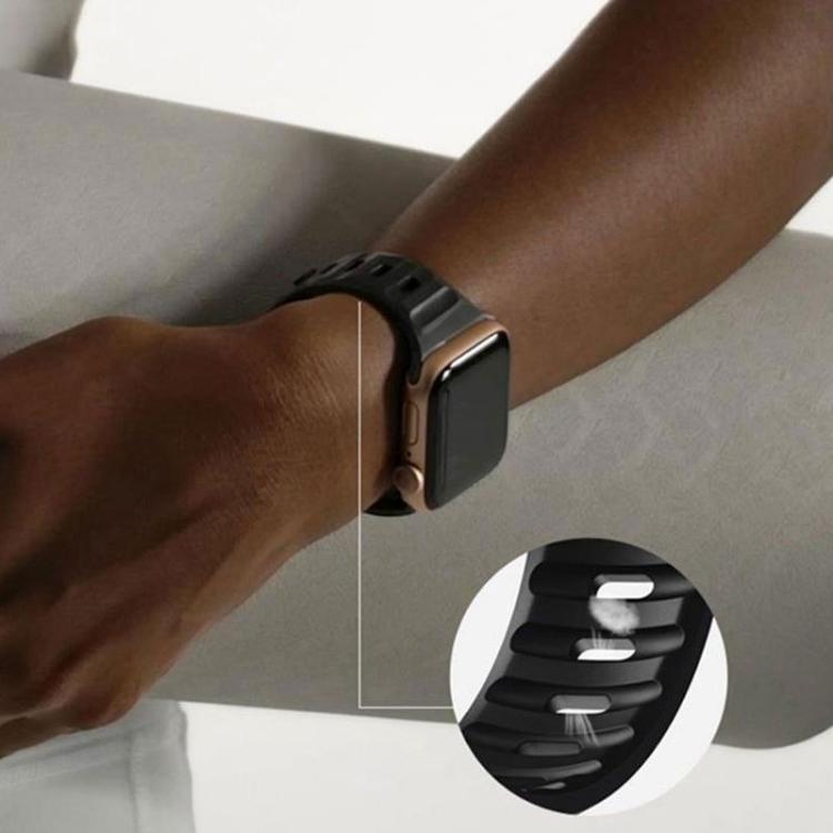 For Apple Watch Series 10 / 11 46mm Wave Texture Reverse Buckle Silicone Watch Band with TPU Case(Dark Blue) by bashfashion