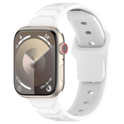 For Apple Watch 46mm / 49mm / 45mm / 44mm Vertical Grain Reverse Buckle Silicone Watch Band(White) by bashfashion