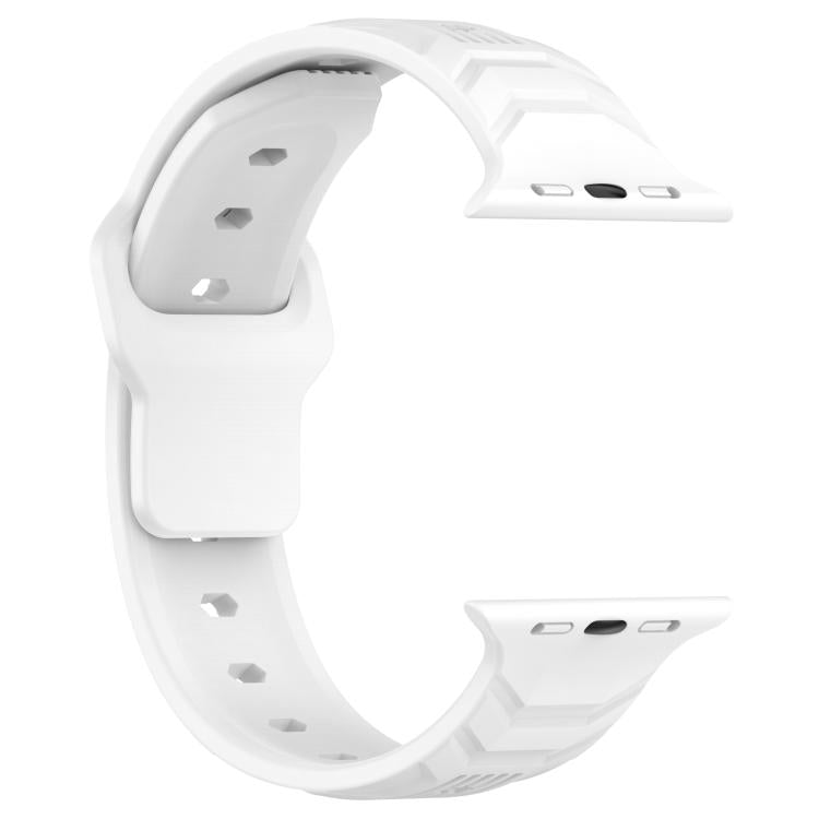 For Apple Watch 46mm / 49mm / 45mm / 44mm Vertical Grain Reverse Buckle Silicone Watch Band(White) by bashfashion