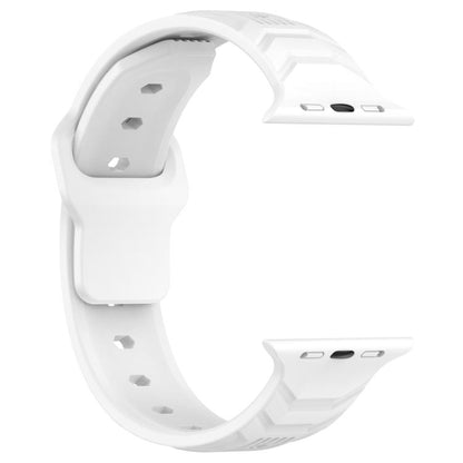 For Apple Watch 46mm / 49mm / 45mm / 44mm Vertical Grain Reverse Buckle Silicone Watch Band(White) by bashfashion
