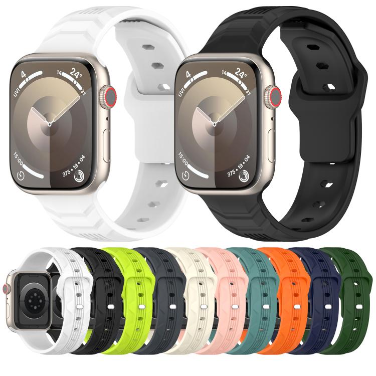 For Apple Watch 46mm / 49mm / 45mm / 44mm Vertical Grain Reverse Buckle Silicone Watch Band(White) by bashfashion