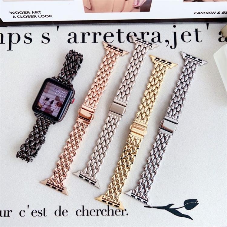 For Apple Watch 46mm / 49mm / 45mm / 44mm Water Drop Zinc Alloy Watch Band(Black) by bashfashion