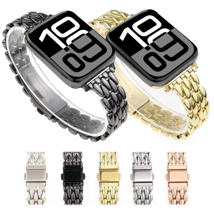 For Apple Watch 46mm / 49mm / 45mm / 44mm Water Drop Zinc Alloy Watch Band(Black) by bashfashion