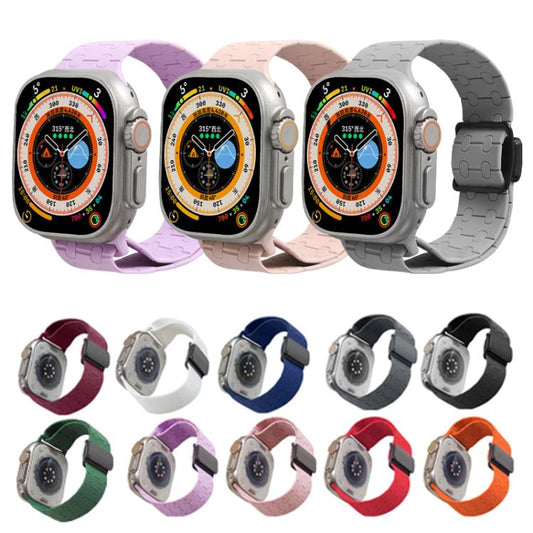 For Apple Watch 46mm / 49mm / 45mm / 44mm Magnetic Buckle Breathable Silicone Watch Band(Deep) by bashfashion