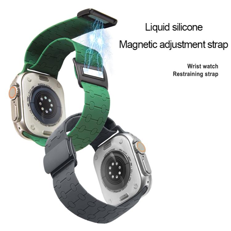 For Apple Watch 46mm / 49mm / 45mm / 44mm Magnetic Buckle Breathable Silicone Watch Band(Deep) by bashfashion